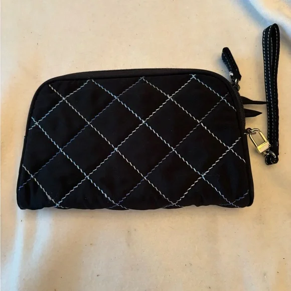 Vera Bradley Black Berkeley Clutch Microfiber Wristlet Wallet - Picture 3 of 7